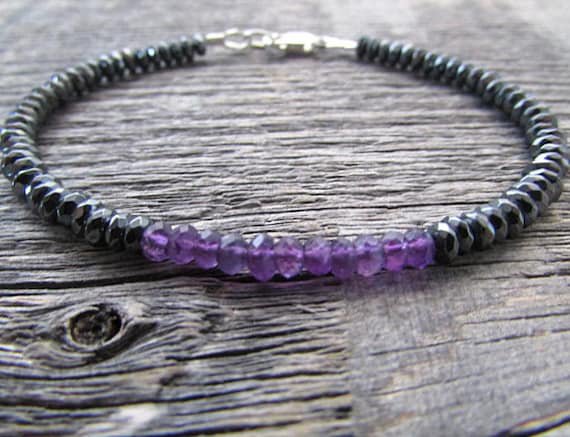 Amethyst Round 3.5-4mm Smooth beads adjustable stacking bracelet