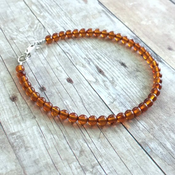 Baltic Amber Round 4mm Smooth beads adjustable stacking bracelet
