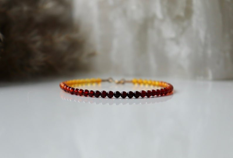 Baltic Amber Round 3mm Smooth beads adjustable stacking bracelet