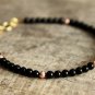 Black Onyx Round 3.5mm Smooth beads adjustable stacking bracelet