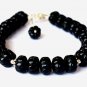 Black Onyx Pumpkin 8mm Carved beads adjustable stacking bracelet