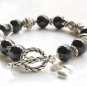Black Onyx Round 10mm Faceted beads adjustable stacking bracelet