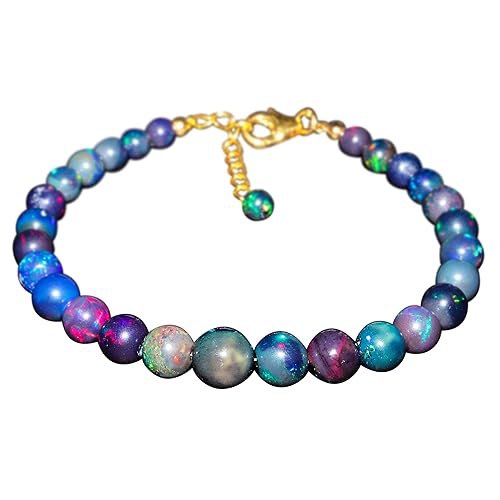 Black Opal Round 5-8mm Smooth beads adjustable stacking bracelet