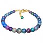 Black Opal Round 5-8mm Smooth beads adjustable stacking bracelet