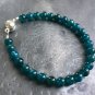 Blue Apatite Round 6mm Smooth beads adjustable stacking bracelet