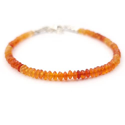 Carnelian Button 3-4mm Smooth beads adjustable stacking bracelet
