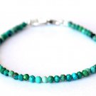 Chrysocolla Round 4mm Faceted beads adjustable stacking bracelet