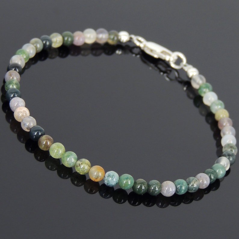 Indian Agate Round 4mm Smooth beads adjustable stacking bracelet