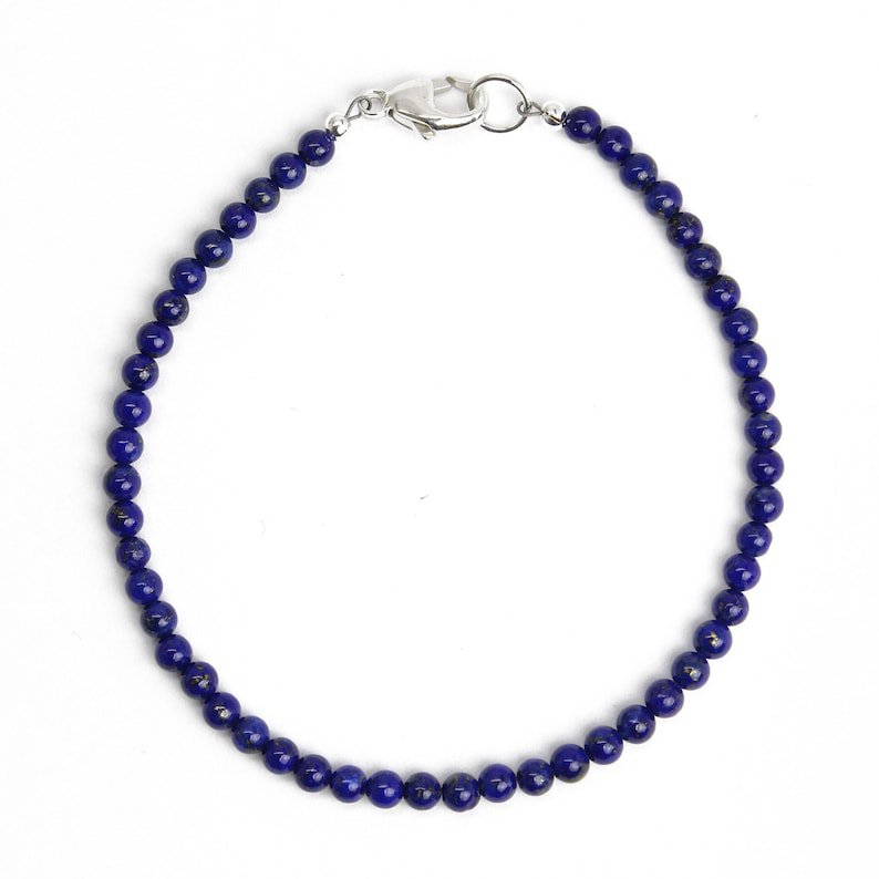 Lapis Lazuli Round 3mm Smooth beads adjustable stacking bracelet