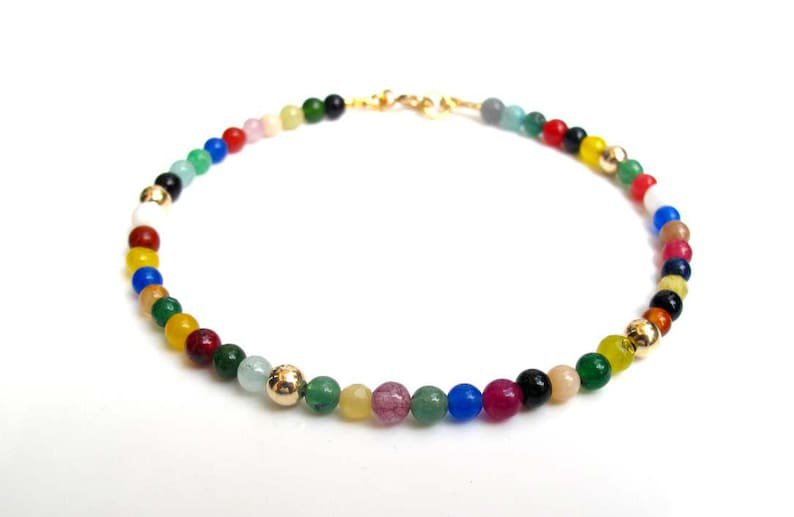 Multi Quartz Round 4mm Smooth beads adjustable stacking bracelet