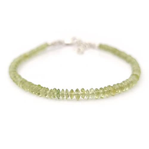 Peridot Button 3-4.5mm Smooth beads adjustable stacking bracelet
