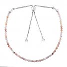 Pink Opal Round 2.5mm Faceted beads adjustable stacking bracelet