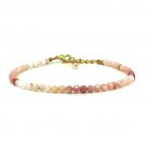 Pink Opal Round 3.5mm Faceted beads adjustable stacking bracelet