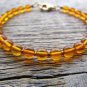Yellow Amber Round 8mm Smooth beads adjustable stacking bracelet