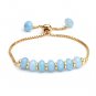 Aquamarine Rondelle 6mm Smooth beads adjustable stacking bracelet