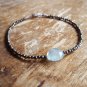 Aquamarine Oval 10x14mm Smooth beads adjustable stacking bracelet