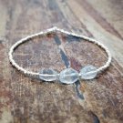 Aquamarine Oval 10x6mm Faceted beads adjustable stacking bracelet