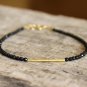 Black Onyx Round 2.5mm Faceted beads adjustable stacking bracelet