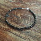 Black Spinel Round 4mm Faceted beads adjustable stacking bracelet