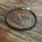 Black Spinel Round 4mm Faceted beads adjustable stacking bracelet