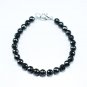Black Spinel Round 8mm Faceted beads adjustable stacking bracelet