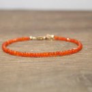 Carnelian Rondelle 2mm Faceted beads adjustable stacking bracelet