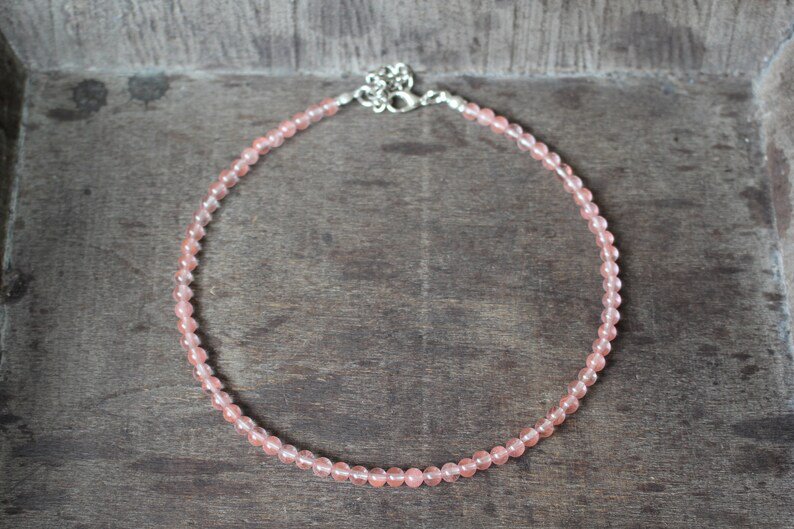 Cherry Quartz Round 3mm Smooth beads adjustable stacking bracelet