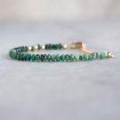 Emerald Rondelle 3.5mm Faceted beads adjustable stacking bracelet