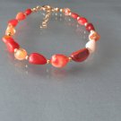 Fire Opal Tumble 6-10mm Smooth beads adjustable stacking bracelet