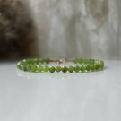 Green Jade Round 3.5mm Faceted beads adjustable stacking bracelet