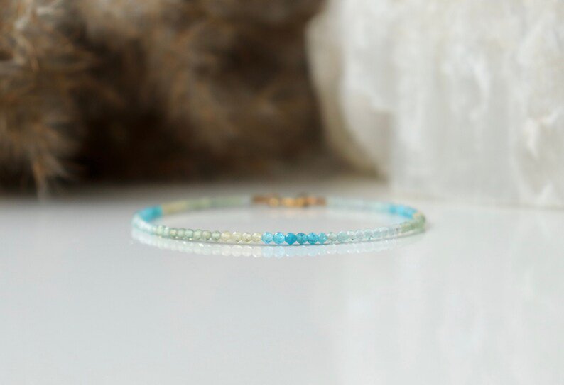 Multi Apatite Round 2mm Smooth beads adjustable stacking bracelet
