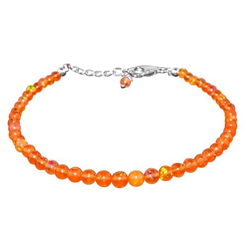 Orange Opal Round 2-4mm Smooth beads adjustable stacking bracelet
