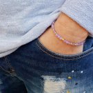 Pink Amethyst Round 4mm Smooth beads adjustable stacking bracelet