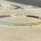 7 Stone Chakra Round 2mm Smooth beads adjustable stacking bracelet