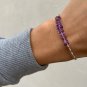 Amethyst Uncut Chips 4mm Smooth beads adjustable stacking bracelet