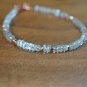 Aquamarine Rondelle 3mm Faceted beads adjustable stacking bracelet