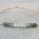 Aquamarine Rondelle 4mm Faceted beads adjustable stacking bracelet