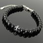 Black Obsidian Round 8mm Smooth beads adjustable stacking bracelet
