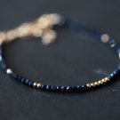 Blue Sapphire Round 3mm Faceted beads adjustable stacking bracelet