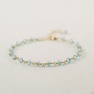 Blue Topaz Rondelle 3mm Faceted beads adjustable stacking bracelet