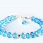 Blue Topaz Rondelle 5mm Faceted beads adjustable stacking bracelet