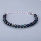 Chrysocolla Rondelle 8mm Smooth beads adjustable stacking bracelet