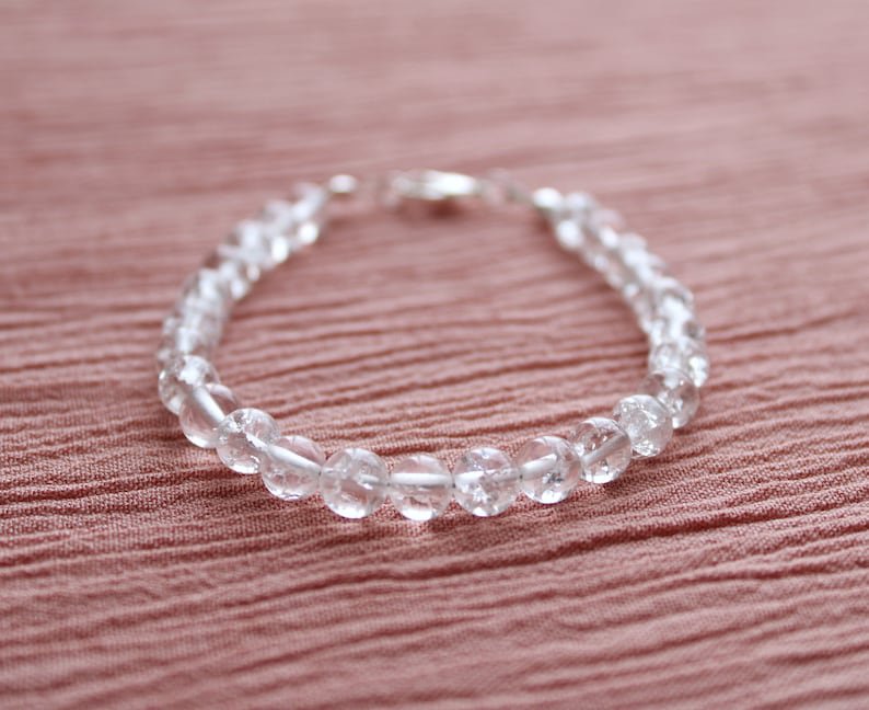 Clear Quartz Round 4mm  Smoothh beads adjustable stacking bracelet