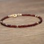Garnet Rondelle 3-3.5mm Faceted beads adjustable stacking bracelet
