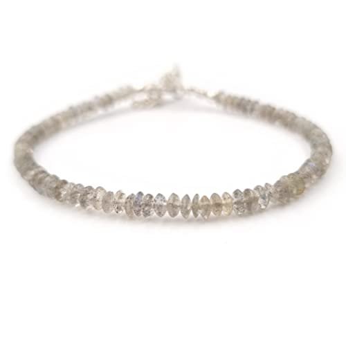 Labradorite Button 3-4mm Smooth beads adjustable stacking bracelet