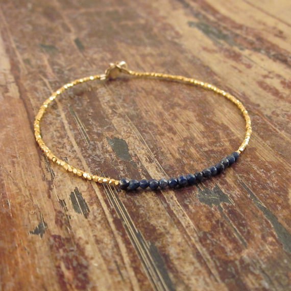 Lapis Lazuli Round 2.5mm Smooth beads adjustable stacking bracelet