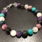 Multi Gemstone Round 8mm Smooth beads adjustable stacking bracelet