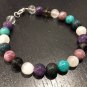 Multi Gemstone Round 8mm Smooth beads adjustable stacking bracelet