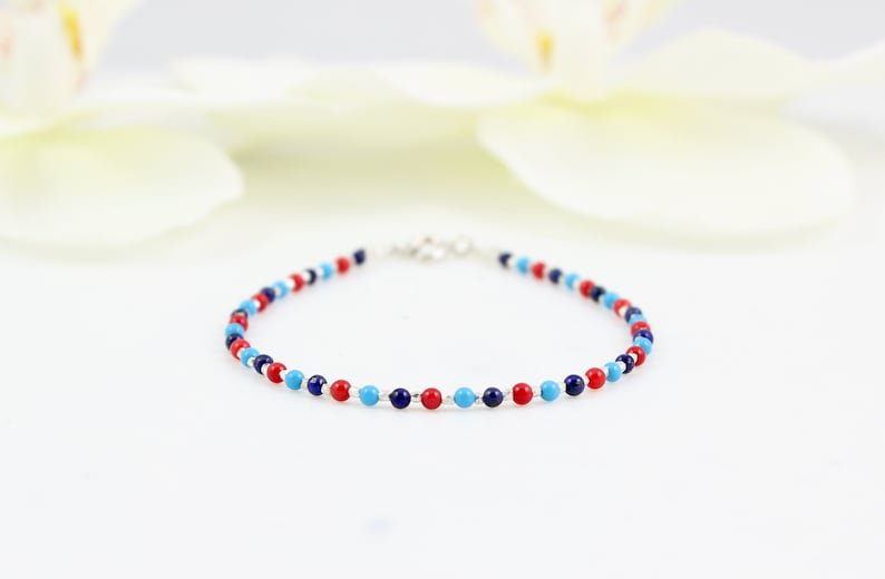 Multi Gemstone Round 3mm Smooth beads adjustable stacking bracelet