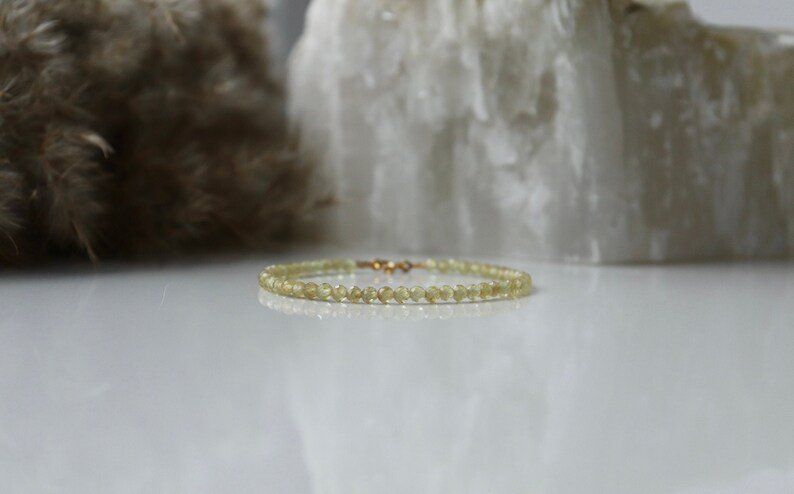 Yellow Apatite Round 3mm Smooth beads adjustable stacking bracelet
